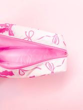 Load image into Gallery viewer, Pink Bows Nylon Cosmetic Zipper Bag: Small
