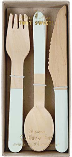 Meri Meri Wooden Cutlery Set Mint - Lemonade Party Box