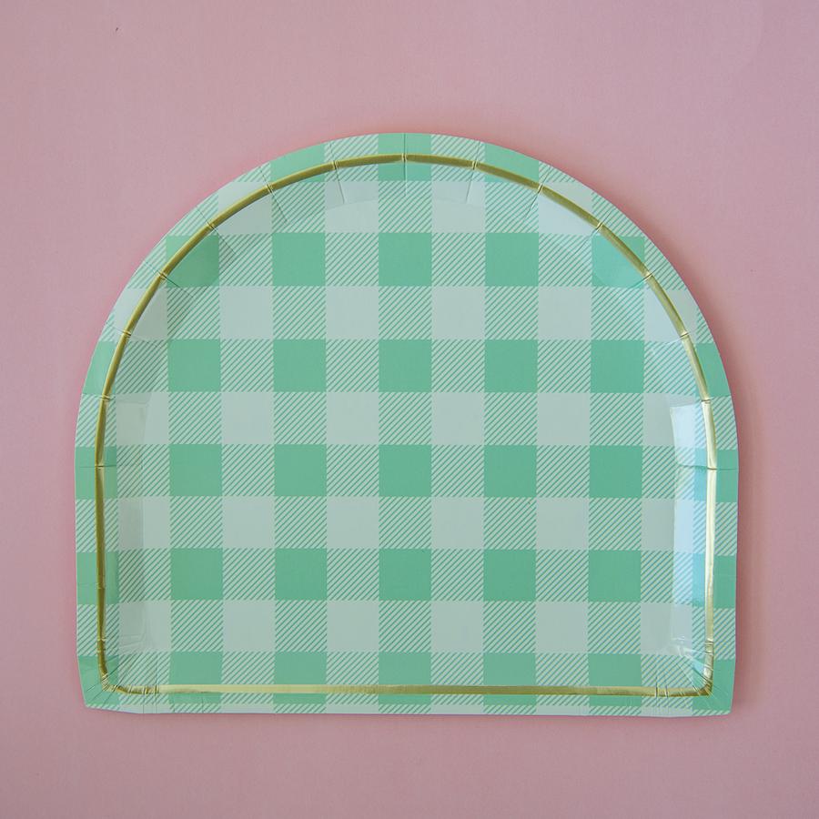 Green Gingham Dinner Plate Set