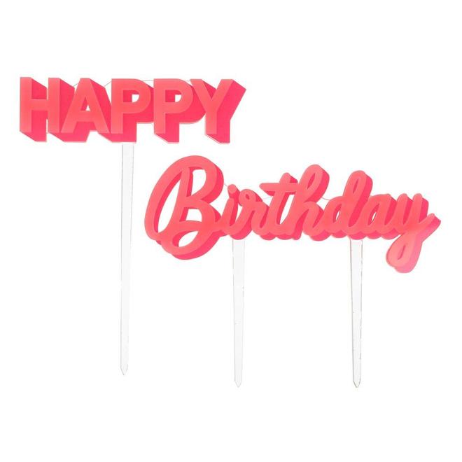 Meri Meri Happy Birthday Pink Acrylic Cake Topper