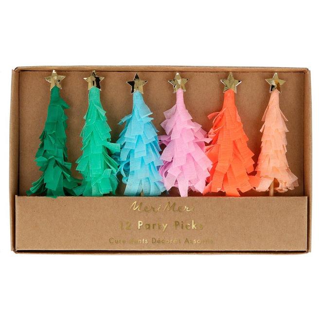 Meri Meri Rainbow Fringed Christmas Tree Party Picks