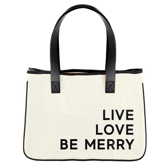 Mini Holiday Canvas Tote - Live, Love, Be Merry