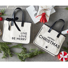 Load image into Gallery viewer, Mini Holiday Canvas Tote - Live, Love, Be Merry
