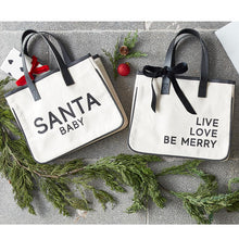 Load image into Gallery viewer, Mini Holiday Canvas Tote - Live, Love, Be Merry
