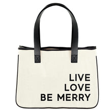 Load image into Gallery viewer, Mini Holiday Canvas Tote - Live, Love, Be Merry
