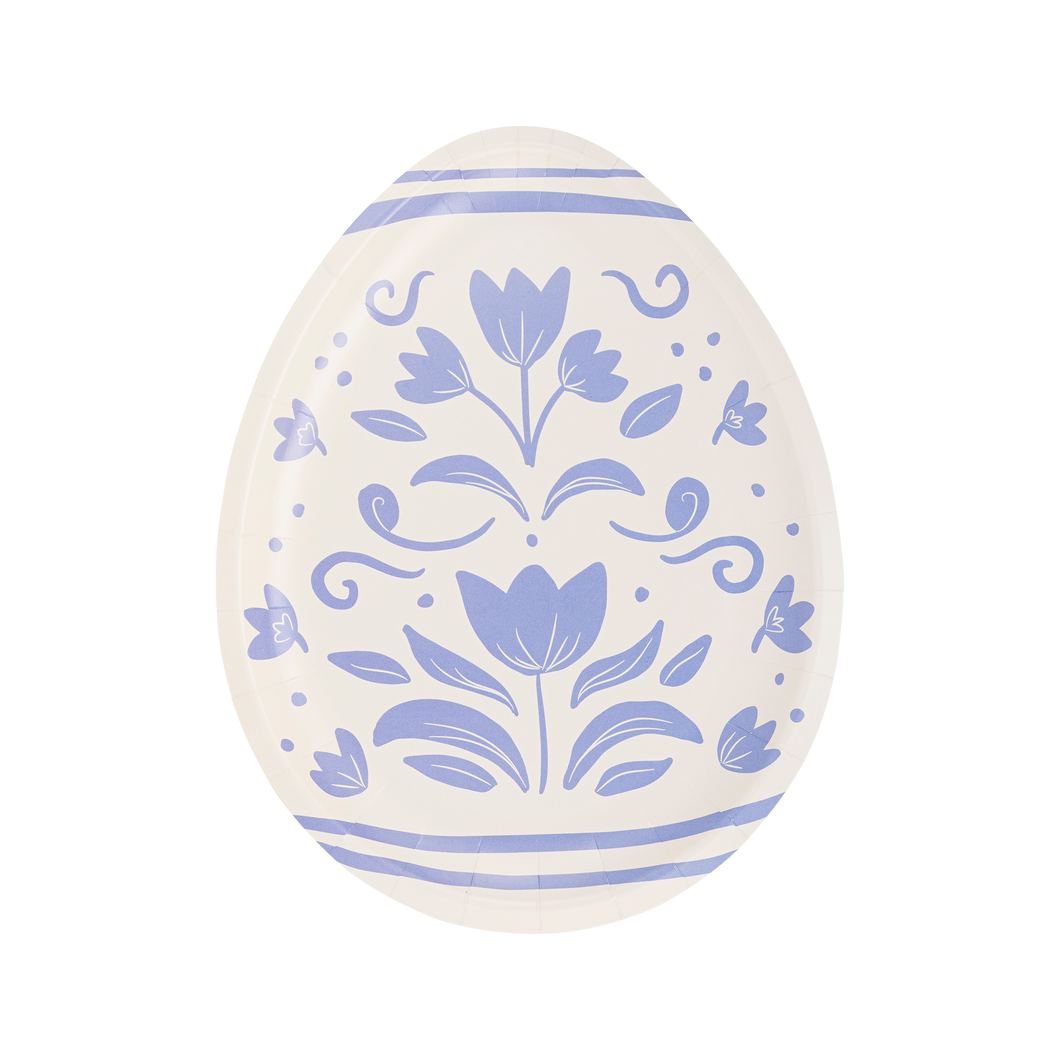 Floral Egg Shaped Paper Plate