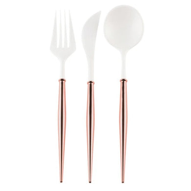 Bella White and Rose Gold Reusable Cutlery Set of 4 - Lemonade Party Box