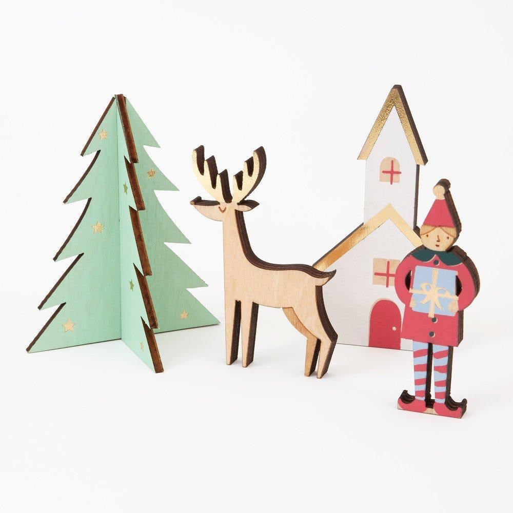 Meri Meri Festive Village Wooden Advent Calendar Suitcase