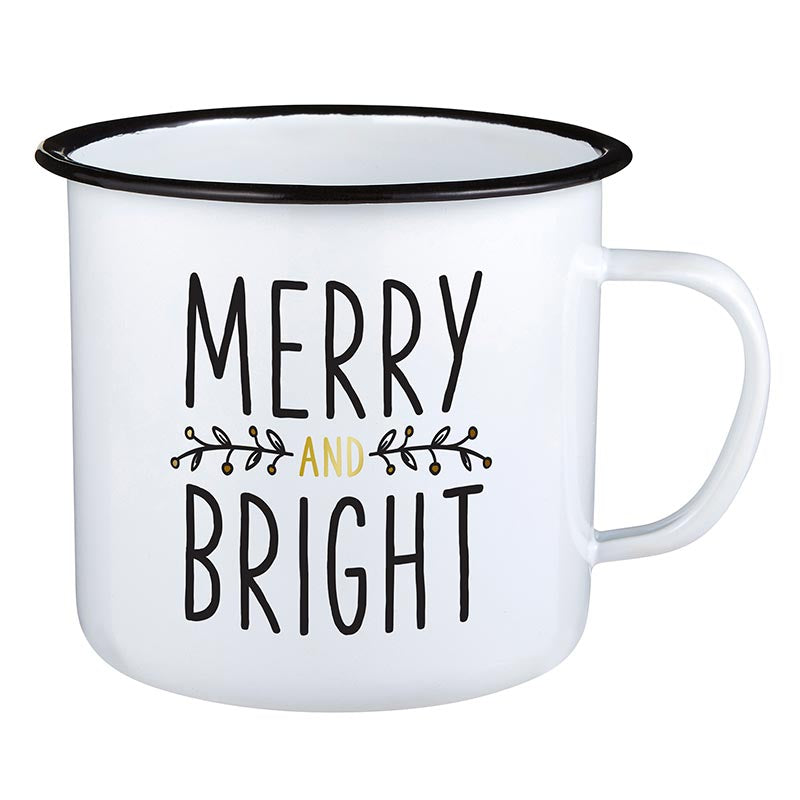 Holiday Enamel Mug - Merry and Bright