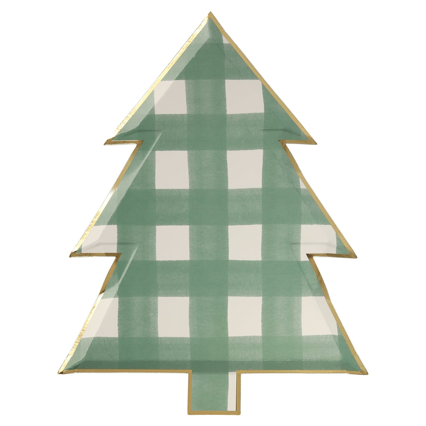 Meri Meri Green Gingham Christmas Tree Plates