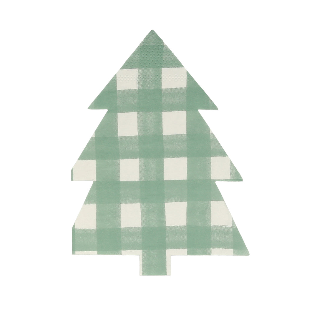 Meri Meri Green Gingham Christmas Tree Napkins